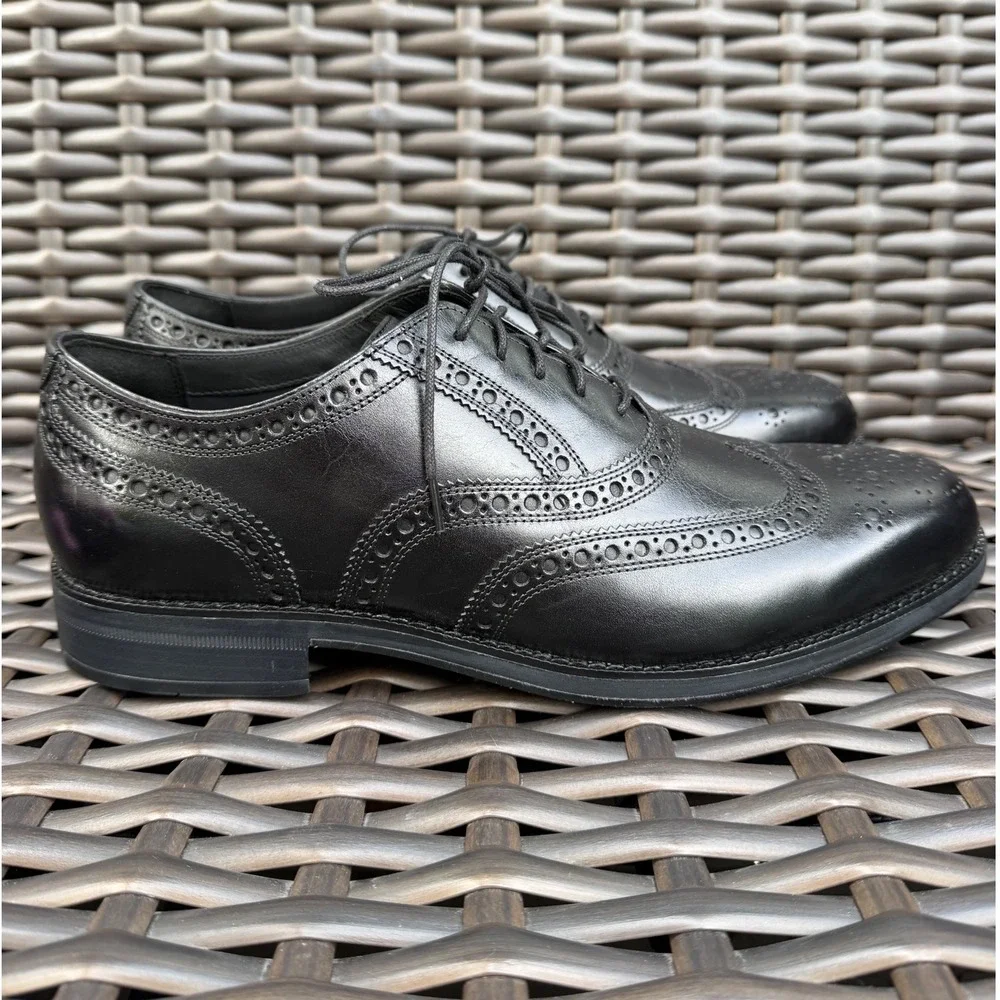 Cole Haan New Mens Black Leather Grand Ledley Wingtip Oxford Shoes Size 11.5 M